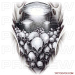 Alien Skulls ufo tattoo design