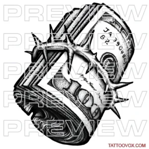 American Stack of Cash and Thorns Tattoo Drawing tattoovox download buy