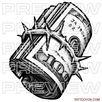 American Stack of Cash and Thorns Tattoo Drawing tattoovox download buy