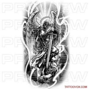 Archangel Michael Warrior battling the Devil Tattoo tattoo ideas instant download tattoovox buy