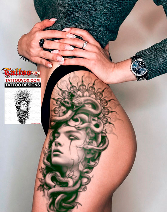 Beautiful Medusa Tattoo Design Premium Tattoovox Artwork woman leg sexy