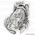 Biomechanical Angel Tattoo