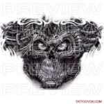 Biomechanical-skull-tattoo-design