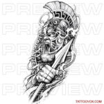 Brave Gladiator with Spear Tattoo Drawing instant download