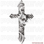 Cross Tattoo Design with Jesus Face tattoovox sketch download