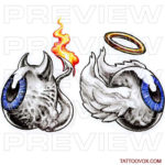 Devil and Angel eyes tattoo