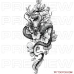 Dragon with cherry blossom tattoo design asian Ideas tattoo ideas tattoovox bñack and grey