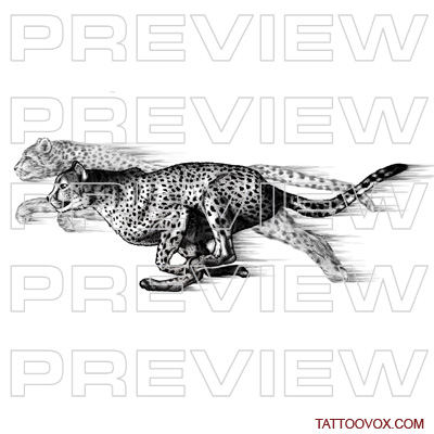 awesome running cheetah tattoo design ideas tattoovox drawings download