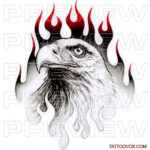 Flamming Eagle head tattoo design