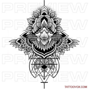 Geometric Floral Pattern Tattoo Design