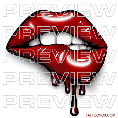 Melting Glossing Lips Tattoo Design tattoovox instant sketch download