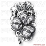 Money Clover Leaf Dices and Cards Lucky Tattoo tattooox drawing sketch