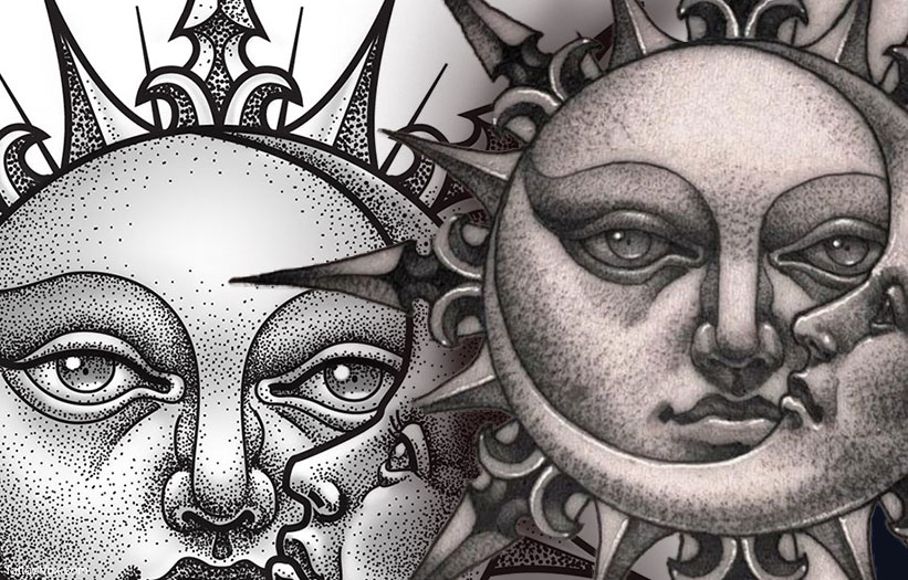 Moon and Sun Tattoo Design star tattoovox