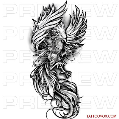 Phoenix Tattoo Black and Grey Realism Tattoo Design tattoovox art skech download buy