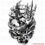 Poseidon greek God Tattoo Design tattoovox instant download sketch drawing mithology