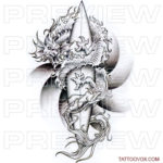 Powerful Surf Dragon Tattoo