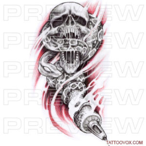 Skull with Snake and Tattoo Gun