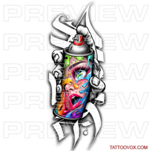 Spray Paint Can Color Realism Tattoo Design tattoovox ideas stencils download