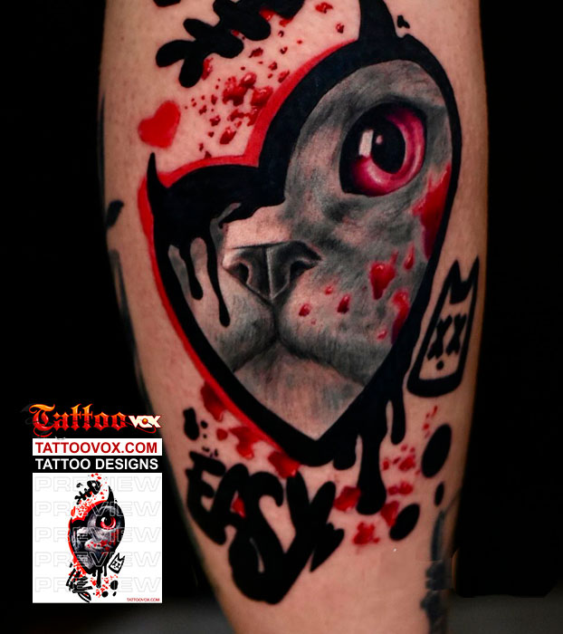 cat trash polka tattoo ideas