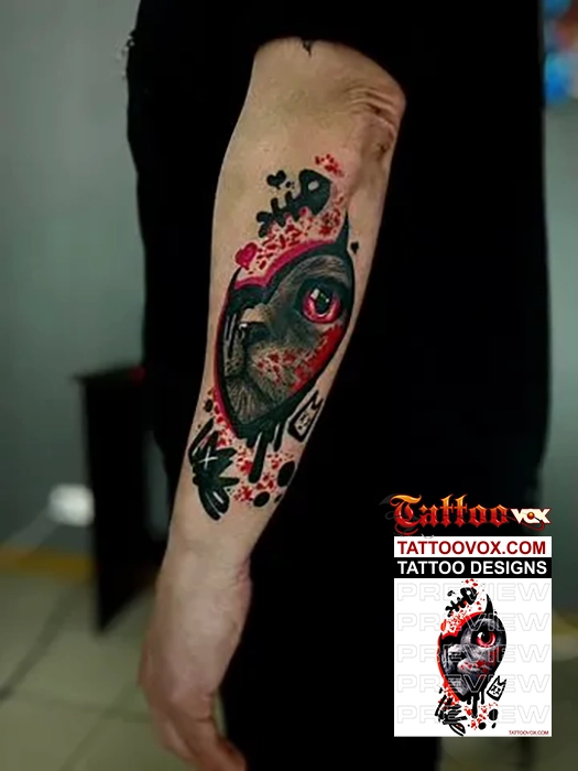 Trash Polka Love Cat Heart Tattoo Drawing