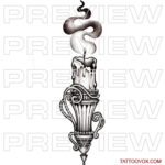 Vintage Candlestick Tattoo Design tattoovox instant download drawing sketch
