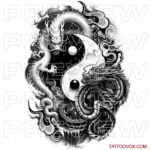 The Yin Yang Dueling Dragons tattoo design masterfully reimagines the ancient symbol of balance through a lens of dynamic, mythical conflict tattoovox drawings sketch buy download