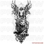 Angel with Lion Tattoo Drawing tattoo ideas by tattoovox download