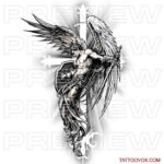 archangel Tattoo- Design tattoovox- instant download angel tattoo drawings ideas cross
