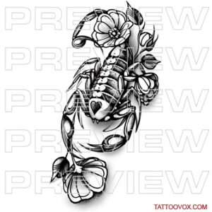awesome scorpion Tattoo Design -tattoovox instant-download sketch drawing