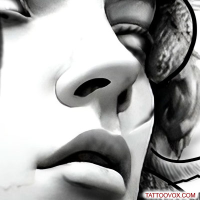 Beautiful Medusa Tattoo Design arm leg black and grey drawing tattoovox