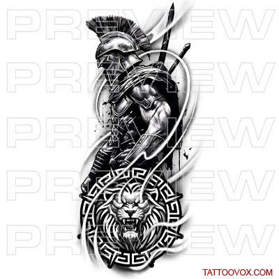 Best Spartan Warrior with Lion Shield Tattoo roman soldier gladiator