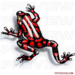Black Red Frog tattoo design