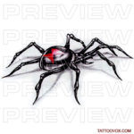 Realistic Black Widow tattoo design