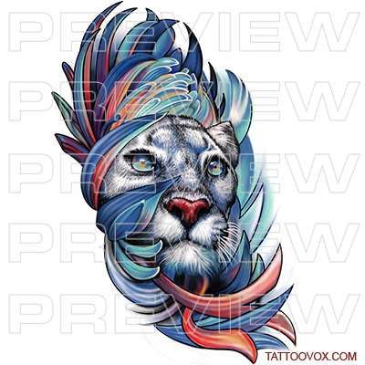 cougar realistic watercolor colorful puma tattoo idea tattoovox