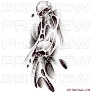Double skull merge tattoo design