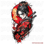Geisha Samurai Tattoo Design Colorful colorful arm tattoo half sleeve asian