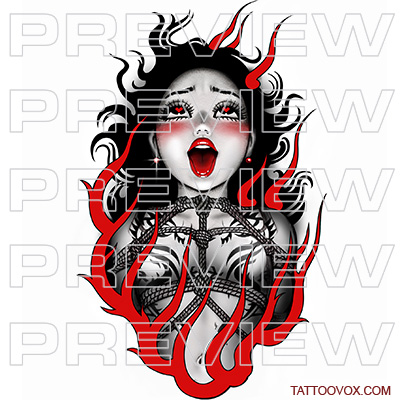 hot girl lust shibari asian red fire ahegao tattoo ideas tattoovox