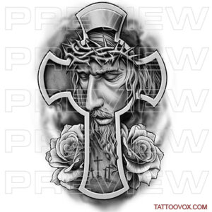 jesus christ cross tattoo design christian crucified roses tttoovox tattoo design