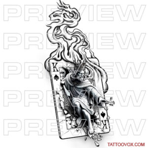 King of Spades 3D Tattoo Design with smokes tattoovox drawing