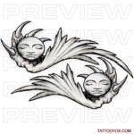 Moons with wings tattoo design
