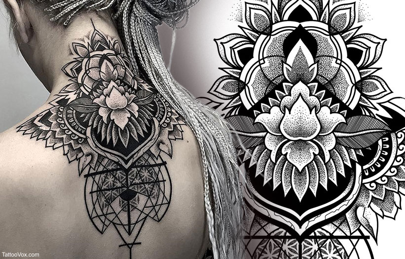 Gorgeous Mandala Geometric Floral Pattern Tattoo Design for women
