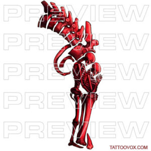 Red skeletons couple gun Tattoo Design tattoovox instant tattoo sketch download