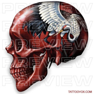 red skull porcelain style tattoo design by tattoovox
