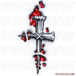 Roman Nails Cross inside the skin