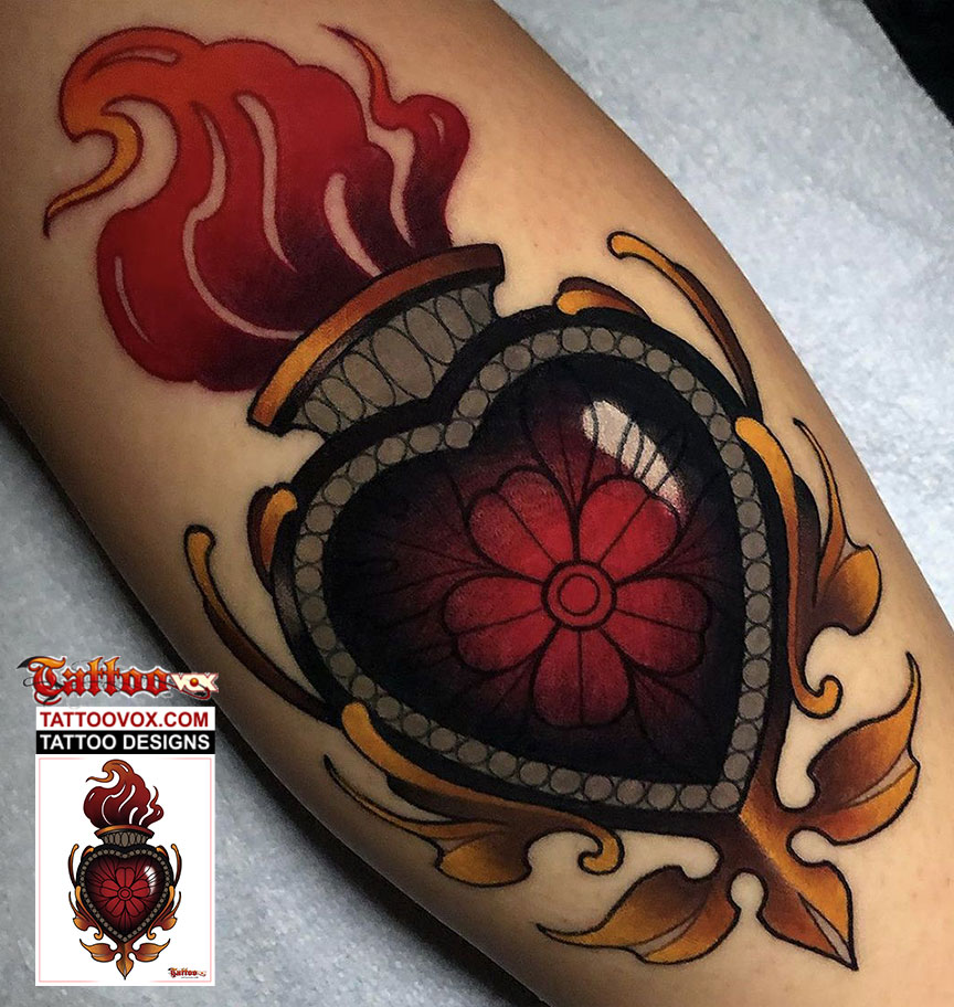 Sacred Heart Eye Neotraditional Tattoo Design - TattooVox