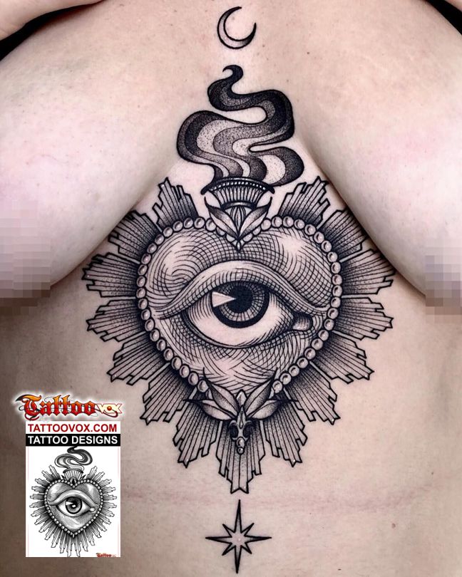 Sacred Heart Eye Neotraditional Tattoo Design - TattooVox