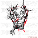 Sexy Smoking Cat Girl Tattoo Drawing tattoovox sketch buy download