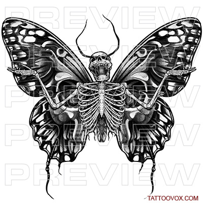 skull skeleton butterfly tattoo designs idea tattoovox