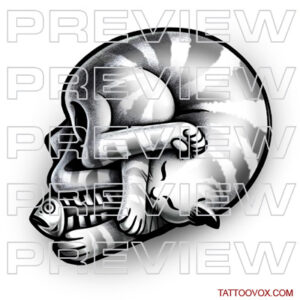 Sleeping Cat Skull Shaped tattoo design tattoovox amazing drawing download buy