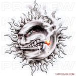 Evil Smoking Sun Tattoo Design